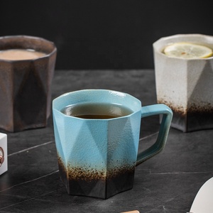 Tazze da Caffè in Porcellana a Forma di Rombo Vintage con Smaltatura Reattiva, Capacità 300ml, Lavabili in Lavastoviglie e Utilizzabili nel Microonde per un Caffè Elegante e Accogliente - Product Image 2