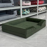 Lit pour animaux de compagnie luxueux, super doux et confortable, canapé orthopédique pour chien et chat, couleur verte hiver