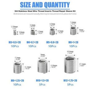 304 thép không gỉ tangless Vít ren chèn dây chủ đề chèn helicoil chủ đề sửa chữa Kit - Product Image 6