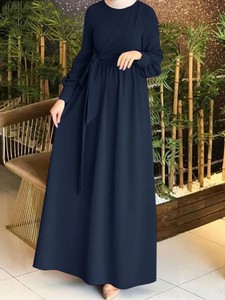 Southeast <strong>Asian</strong> Middle East Arabian Women Long Robe Muslim Lace up <strong>Dress</strong> Kaftan Abaya <strong>Maxi</strong> Sleeve Casual <strong>Dresses</strong> - Product Image 4