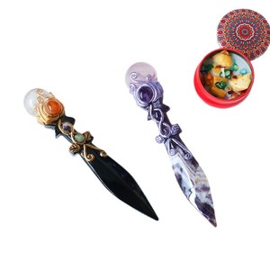 Daga Mágica de Obsidiana Natural con Amatista Tallada en Cristal para Brujería, Artesanía y Decoración del Hogar - Product Image 5