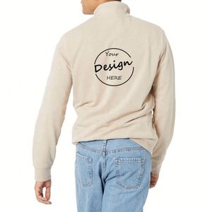 Alta calidad 100% algodón ecológico invierno Streetwear pulóver venta al por mayor bordado Logo negro manga larga sudaderas hombres - Product Image 4
