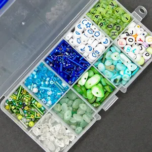 Offres Spéciales bleu-vert pierre irrégulière longue graine de verre perles de l'alphabet pour la fabrication de bijoux Kit d'accessoires faits à la main