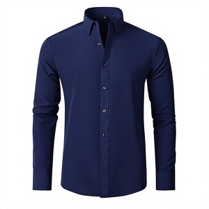 Wholesale Customization 100% Cotton Twill Fabric Breathable New Solid <b>Color</b> Formal Slim Fit Men's <b>Shirts</b> - Product Image 3
