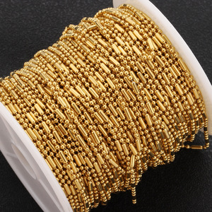 Cadena de acero inoxidable con cuentas, relación 3:1, color dorado, para la fabricación de pulseras, accesorios de joyería DIY H1465 - Product Image 4