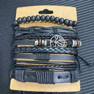 Cuerda elástica multicapa, cuentas tejidas a mano, conjunto <span class=keywords><strong>de</strong></span> 6 piezas para hombre, <span class=keywords><strong>pulsera</strong></span> <span class=keywords><strong>de</strong></span> árbol <span class=keywords><strong>de</strong></span> <span class=keywords><strong>la</strong></span> <span class=keywords><strong>vida</strong></span> <span class=keywords><strong>de</strong></span> cuero, venta al por mayor N25565 - Product Image 2