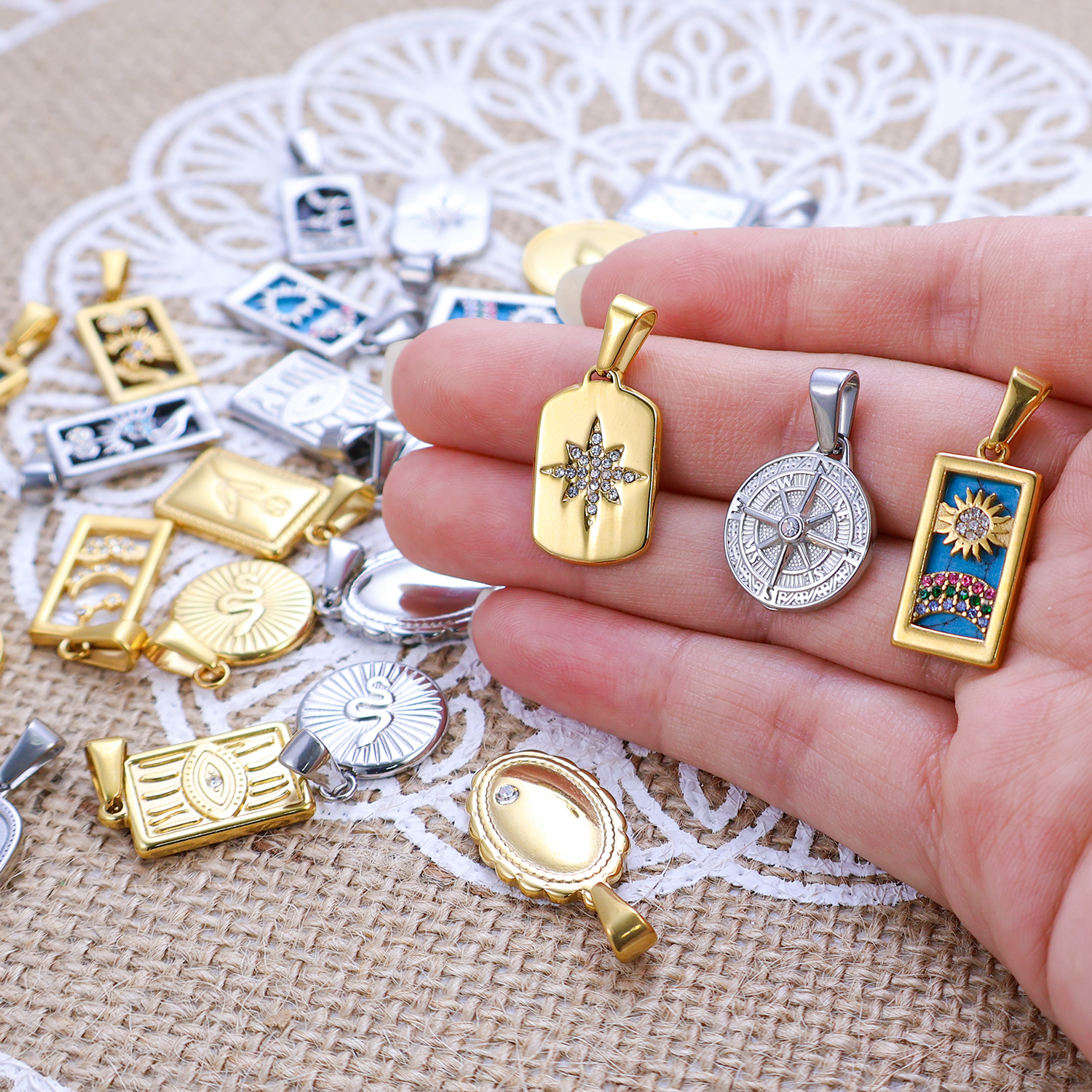 charm necklace 18k gold plated jewelry