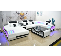 Sofá Multifuncional Moderno para Sala de Estar con Combinación de Luces LED, Sofá Funcional