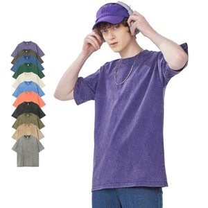Wholesale Men's 250GSM 100% Cotton Blank T-shirt Vintage Acid Wash Oversized Streetwear Plain Casual Heavyweight - Product Image 1