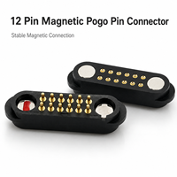 Connecteur magnétique Pogo Pin à ressort double rangée plaqué or, 12 broches, mâle-femelle, pour assemblage de circuits imprimés et appareils intelligents