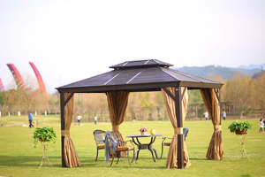 Gazebo de Aluminio para Jardín, Patio, Terraza, Parque, Resort y Área de Recreo al Aire Libre con Estructura Ligera Resistente a la Corrosión - Product Image 3