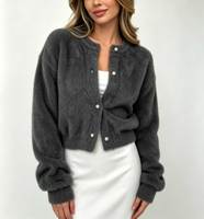 Kardigan Rajut Akrilik Beludru Mink Kancing Mutiara Wanita Pendek Halter Renda Tebal Santai Elegan Sweater Coatcross-border Baru