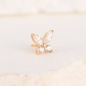 14K прочное золото M0.8 с внешней резьбой в форме бабочки, 1,5*3,0 мм, циркониевые украшения для пирсинга - Product Image 2