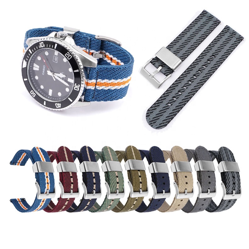 Wholesale New Design 18mm 20mm 22mm 24mm Premium Canvas Watchband Braided Nylon Watch Strap