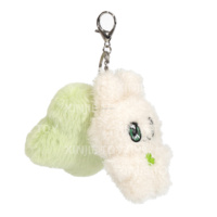 Porte-clés en peluche personnalisé OEM/ODM en forme de lapin beige, porte-clés en peluche de dessin animé en forme de feuille, taille personnalisée