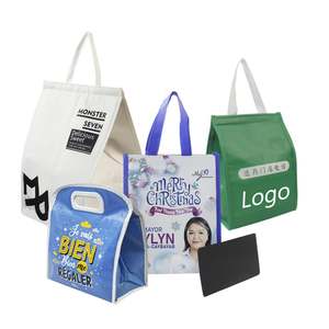 Bolsa Térmica para Llevar Comida, Diseño Nuevo, Cierre de Cremallera, Aislada, Ecológica, de Polipropileno No Tejido, con Patrón de Letras, Impermeable - Product Image 1