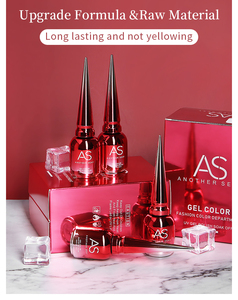 AS vente en gros, Collection de 9 couleurs, <span class=keywords><strong>Gel</strong></span> de laque, vernis à <span class=keywords><strong>Gel</strong></span> à Pigment élevé, Logo personnalisé, Nail Art professionnel Uv Led, vernis à <span class=keywords><strong>Gel</strong></span> - Product Image 5