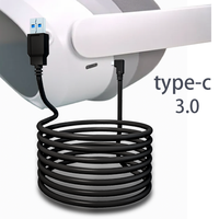 Kabel Link 2 USB 3.0 Gen1 ke Type-C Anti Debu Hitam Pengisian Cepat 60W 3A untuk 2 Aksesori VR