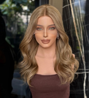 Perruque en dentelle transparente 13*4, ondulée, 100% cheveux vierges, blond cendré, pré-épilée, avec ligne de cheveux naturelle, sans colle, pour femmes