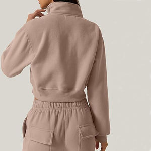 Женский укороченный свитер с высокой молнией и длинным рукавом - Product Image 2