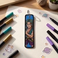 Stock Anime llavero Digital Luffy Zoro dibujos animados Jet Tags hecho a mano Metal tejido tela bordado llaveros bolsa colgante regalo