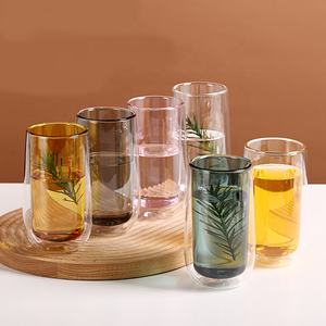 <span class=keywords><strong>Verre</strong></span> à double paroi isolé pour boissons, jus et eau, en <span class=keywords><strong>verre</strong></span> borosilicate coloré, idéal pour les fêtes, tasse à café à double paroi - Product Image 1