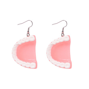 Boucles d'oreilles pendantes HLC <span class=keywords><strong>en</strong></span> résine, thème Halloween, créatives 3D, dents effrayantes, faux dents exagérées, bijoux fantaisie - Product Image 6
