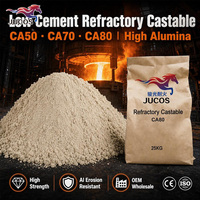 Matériau réfractaire coulable à faible teneur en ciment, haute teneur en alumine CA50 CA70 CA80 pour revêtement de cuve de four de fusion d'aluminium, vente en gros OEM
