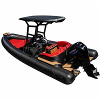Bateau semi-rigide 580 noir en Hypalon PVC, bateau pneumatique sportif, yacht stable, léger, coque en fibre de verre, option moteur hors-bord