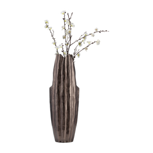Vaso alto in metallo con texture moderna, vaso per fiori per decorare il soggiorno, da tavolo o da terra. - Product Image 4