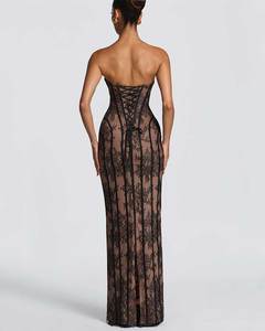Abito <span class=keywords><strong>lungo</strong></span> da donna sexy a sirena <span class=keywords><strong>senza</strong></span> <span class=keywords><strong>spalline</strong></span> con lacci sul retro, <span class=keywords><strong>vestito</strong></span> elegante da sera per feste e club - Product Image 6