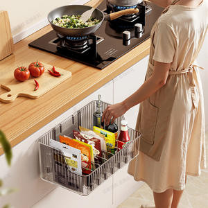 Cesta de Almacenamiento Multifuncional para Cocina, Tipo Rejilla, Organizador de Especias, Sin Perforaciones, Montable en Pared, Tamaño L - Product Image 3