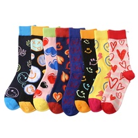 Chaussettes tendance pour femmes en coton, longueur mi-mollet, antibactériennes, écologiques, respirantes, fantaisie, amusantes, colorées, pour tous les jours, tricotées