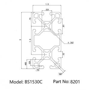 Fabricante chino 8201 15 series BS1530C 15 <span class=keywords><strong>Perfil</strong></span> <span class=keywords><strong>de</strong></span> <span class=keywords><strong>aluminio</strong></span> con ranura en T <span class=keywords><strong>de</strong></span> extrusión <span class=keywords><strong>de</strong></span> <span class=keywords><strong>aluminio</strong></span> industrial para la industria <span class=keywords><strong>de</strong></span> 15 <span class=keywords><strong>pulgadas</strong></span> - Product Image 3