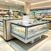 Congélateur îlot transparent à économie d'énergie ODM avec contrôle numérique de la température pour la présentation de produits surgelés et de fruits de mer