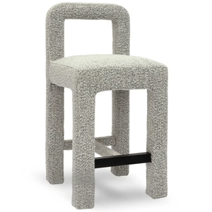 Taburete de Barra con Estructura de Madera Resistente y Estable, Diseño Moderno Sable Boucle, para Sala de Estar y Dormitorio - Product Image 2