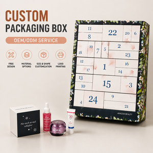 <span class=keywords><strong>Calendrier</strong></span> de l'avent cosmétique personnalisé avec logo imprimé, <span class=keywords><strong>calendrier</strong></span> de l'avent maquillage, boîte de 24 emballages pour compte à rebours de Noël, emballage cadeau - Product Image 1