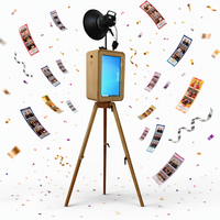 Draagbare retro houten dubbelzijdige fotohokje met touchscreen compatibele iPad DSLR camera voor bruiloften, verjaardagen en evenementen