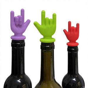 Wholesale Creative Rock Gesture Silicone <b>Wine</b> Stopper Reusable Food Grade Leak-proof Bottle Plug Sealer Fun Party Barware Gift - Product Image 1