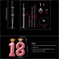 Ballons de fête roses, ensemble de ballons d'anniversaire avec cœur et ballons numérotés en aluminium pour fournitures et décorations de fête
