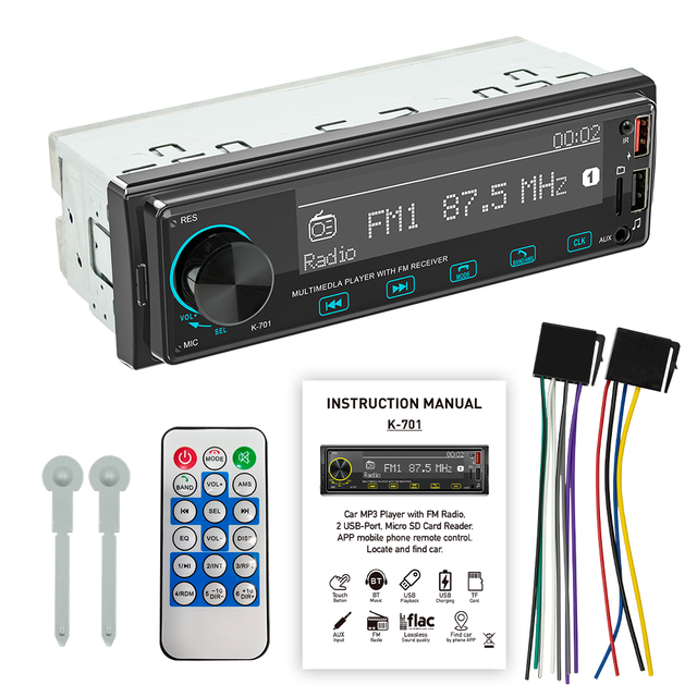 1 Din Car Radio LCD Car MP3 Player with BT FM 2USB 4RCA Radio 7388 Ic Car CD Mp3 Usb Player