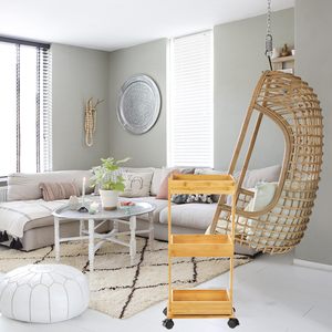 Chariot utilitaire roulant en bambou à 3 niveaux pour bureau, salle de bain, cuisine, buanderie, endroit étroit - Product Image 5