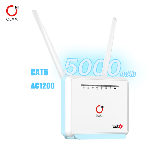 Olax Mc80 4g Lte Cat6 Wifi Router Dual Band 2.4g 5.8g Router with 5000mah Battery Wireless 300mbps Wifi Router Sim Router
