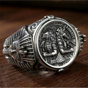 Mens Egyptian Pharaoh Ring Vintage Totem Design Statement Fashion Jewelry - Product Image 4