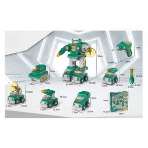 Juguete de Plástico, Tren de Dinosaurios, Hamburguesa Educativa 5 en 1, Tren de Dinosaurios Hamburguesa, Robot de Vapor, Bloques de Construcción DIY para Niños - Product Image 6