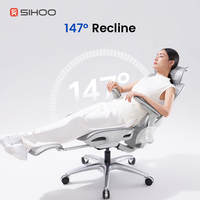 Chaise de bureau exécutive ergonomique moderne SIHOO B300-PRO avec accoudoirs 6D, surface en maille respirante grise, hauteur réglable