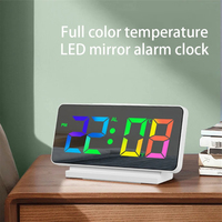 Reloj Despertador Digital LED con Pantalla y Espejo Regulable para Dormitorio Infantil, con Indicador de Temperatura, Decoración Electrónica para el Hogar, Iluminación Blanca, Grande
