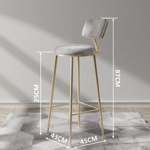 Tabourets <span class=keywords><strong>de</strong></span> <span class=keywords><strong>bar</strong></span> <span class=keywords><strong>de</strong></span> luxe légers, chaises <span class=keywords><strong>de</strong></span> <span class=keywords><strong>bar</strong></span> rembourrées en velours avec dossier, tabourets hauts pour îlot <span class=keywords><strong>de</strong></span> cuisine, salon - Product Image 4