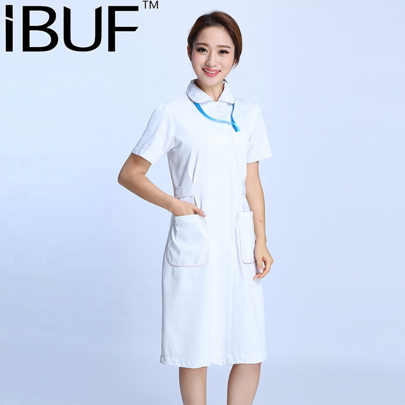 Short Sleeve White Hospital Nurse Uniform Dress - Workwear Short Sleeve White Hospital Nurse Uniform Dress - Workwear