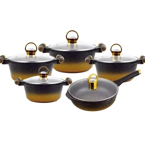 Mới Đến 10 Pcs Die Cast Nhôm Không Dính Nấu Ăn Chậu Nhà Bếp Nồi Đặt Nấu Ăn Nồi Bộ Không Dính Đồ Nấu Nướng Granite - Product Image 2